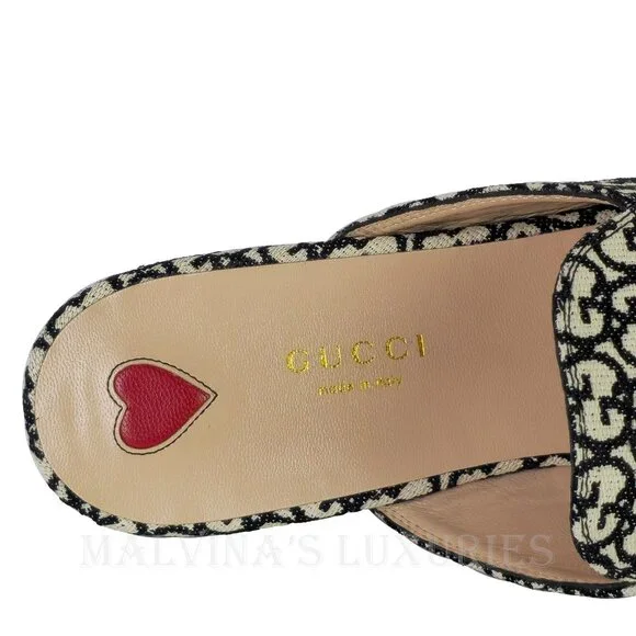 GUCCI SHOES PRINCETOWN HORSEBIT GG JACQUARD SLIPPERS LOAFER MULE sz 39 9 - Picture 11 of 16